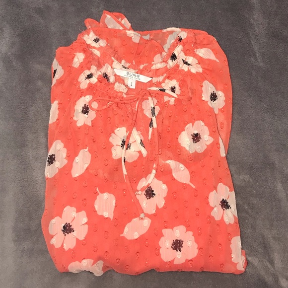 🦋2 for $15 - Orange Floral Fancy Tank Top - Picture 4 of 4